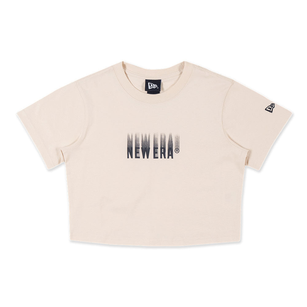 New Era Wordmark Surreal Nature Light Cream Women Crop Top T-Shirt