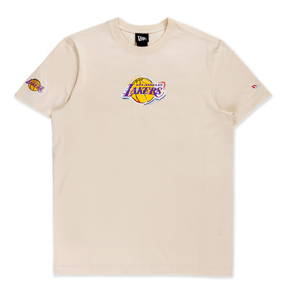 New Era NBA Los Angeles Lakers Tint Brush Light Cream Short Sleeve T-Shirt