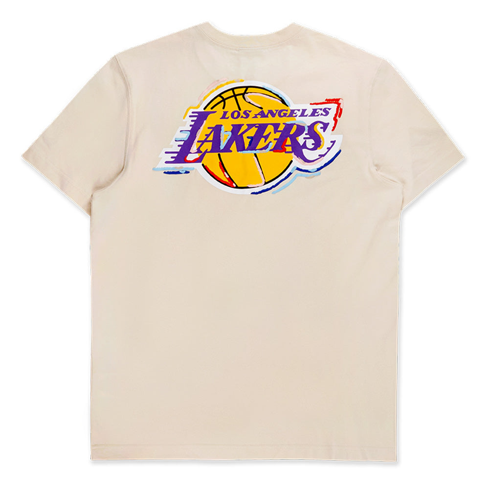 New Era NBA Los Angeles Lakers Tint Brush Light Cream Short Sleeve T-Shirt