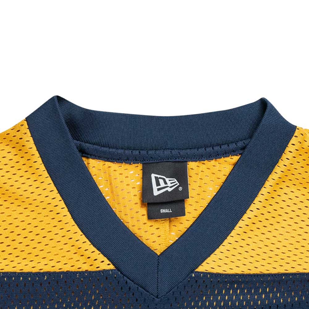 New Era Wordmark Street Dangle Oceanside Blue and Yellow Mustard Oversized Hockey Jersey