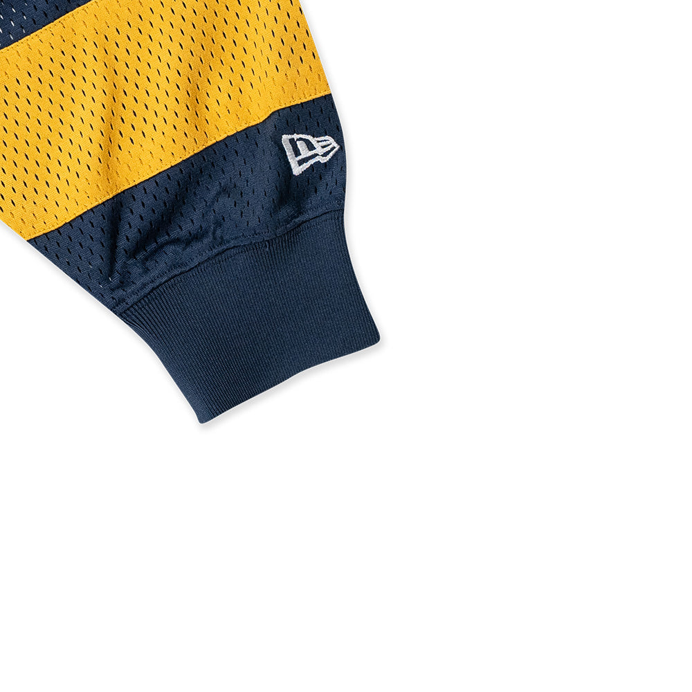 New Era Wordmark Street Dangle Oceanside Blue and Yellow Mustard Oversized Hockey Jersey