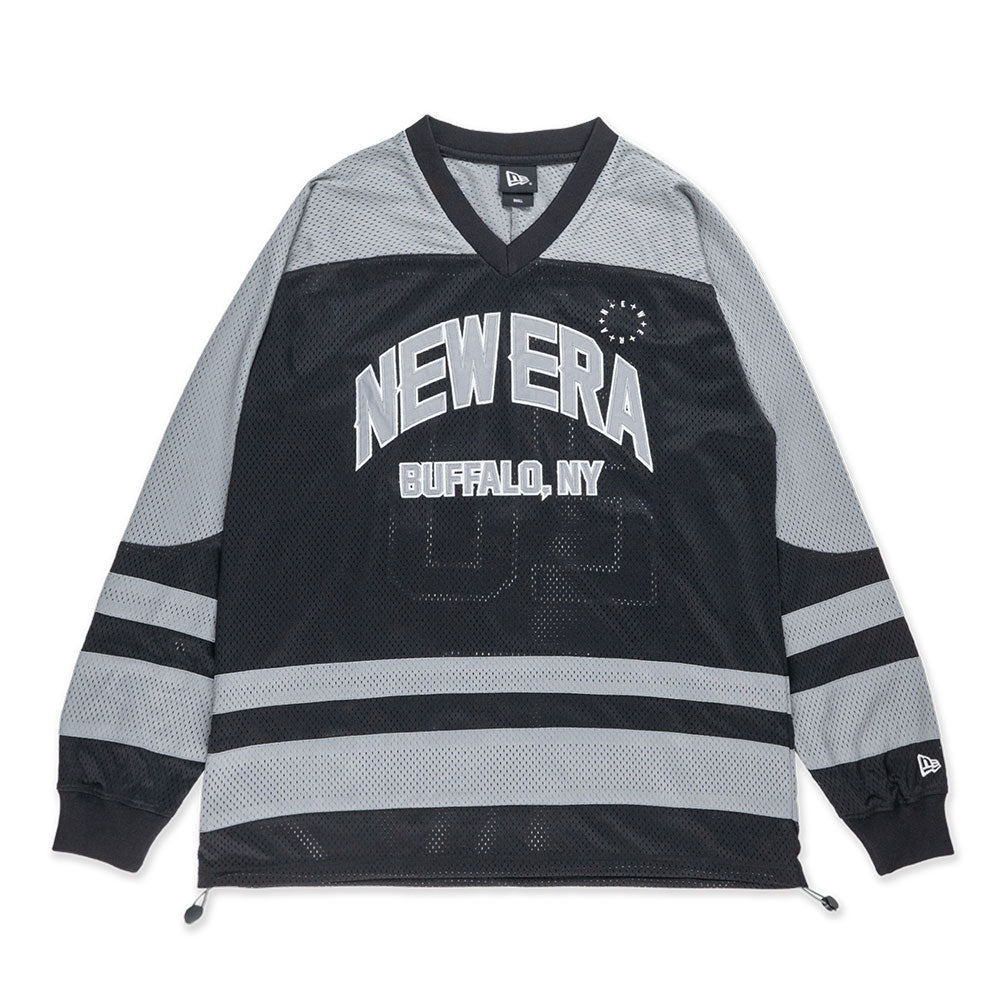 New Era Wordmark Street Dangle Black and Subtle Storm Gray Oversized Hockey Jersey