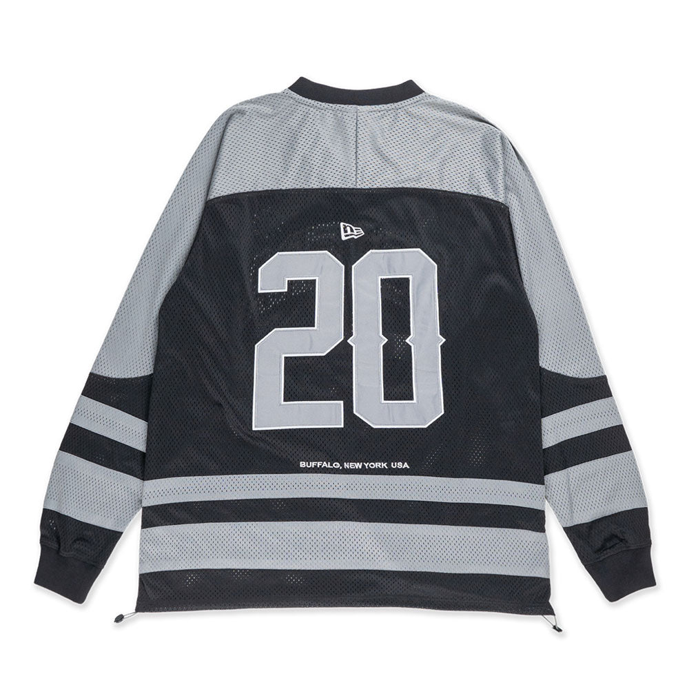 New Era Wordmark Street Dangle Black and Subtle Storm Gray Oversized Hockey Jersey