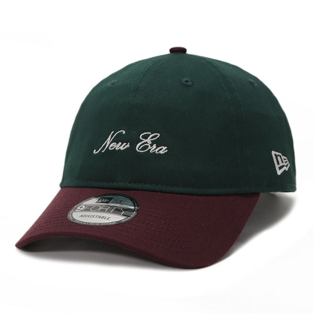 New Era Script Seasonal Core Dark Green on Maroon 9FORTY Unstructured Adjustable Cap