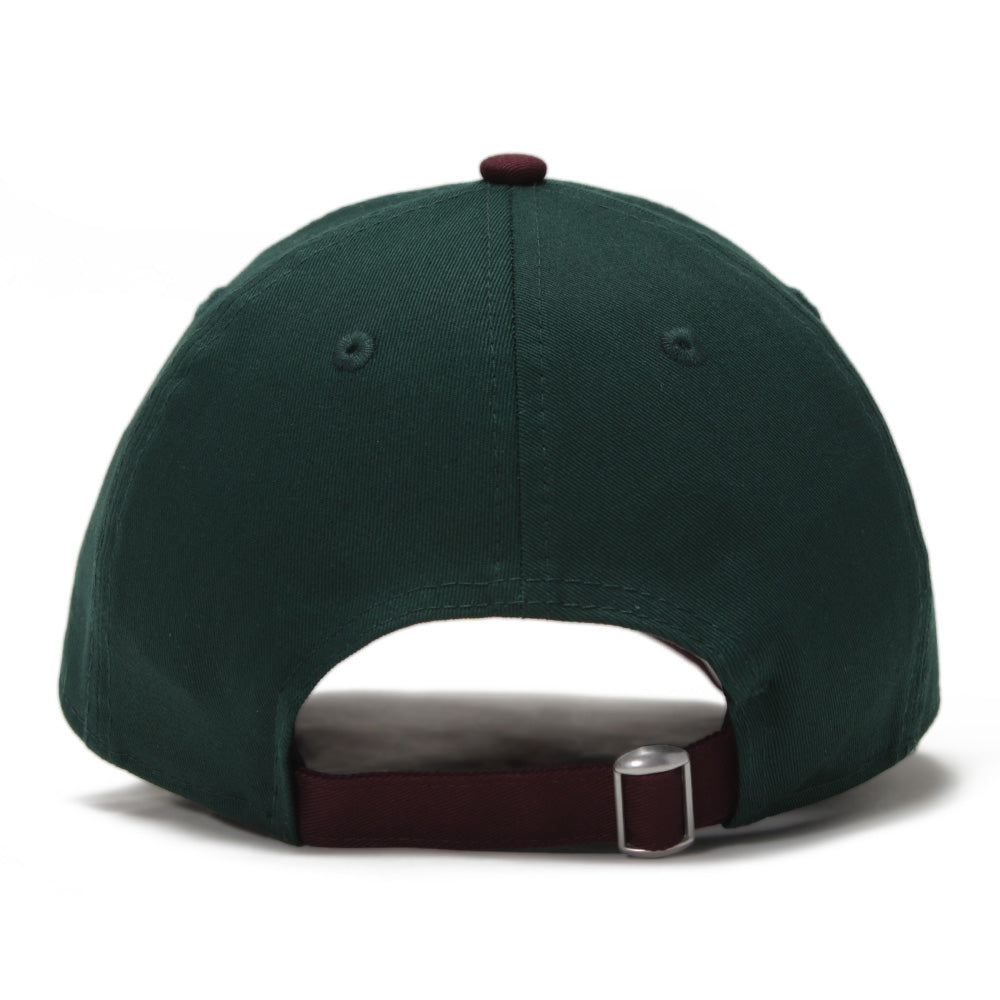 New Era Script Seasonal Core Dark Green on Maroon 9FORTY Unstructured Adjustable Cap