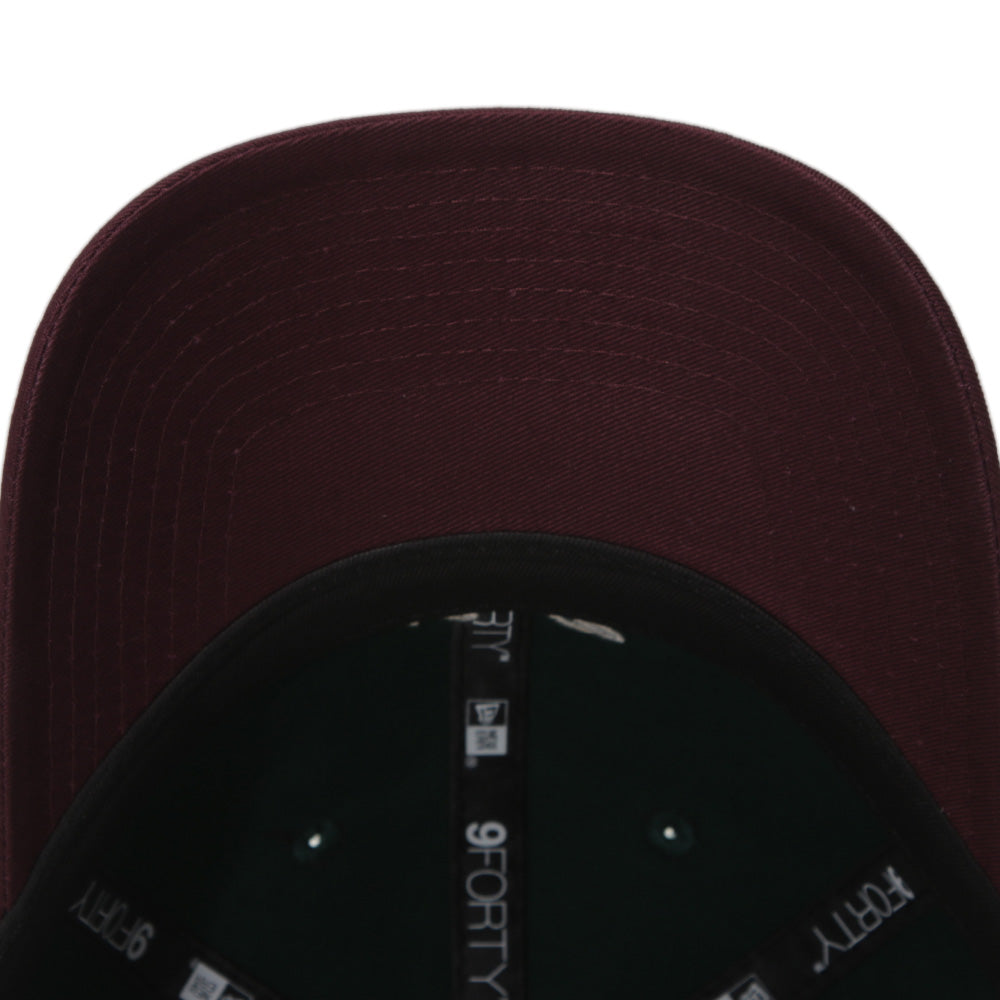 New Era Script Seasonal Core Dark Green on Maroon 9FORTY Unstructured Adjustable Cap