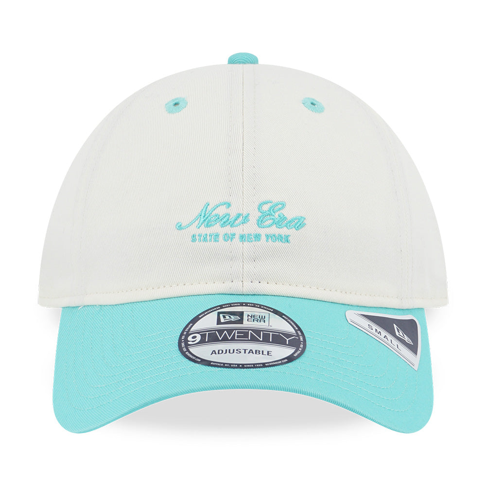 New Era Script Basic Chrome White Arctic Teal 9TWENTY Small Adjustable Cap