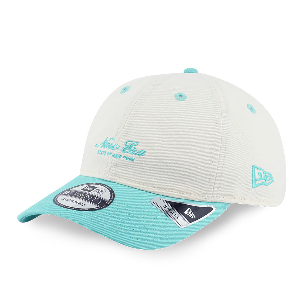 New Era Script Basic Chrome White Arctic Teal 9TWENTY Small Adjustable Cap