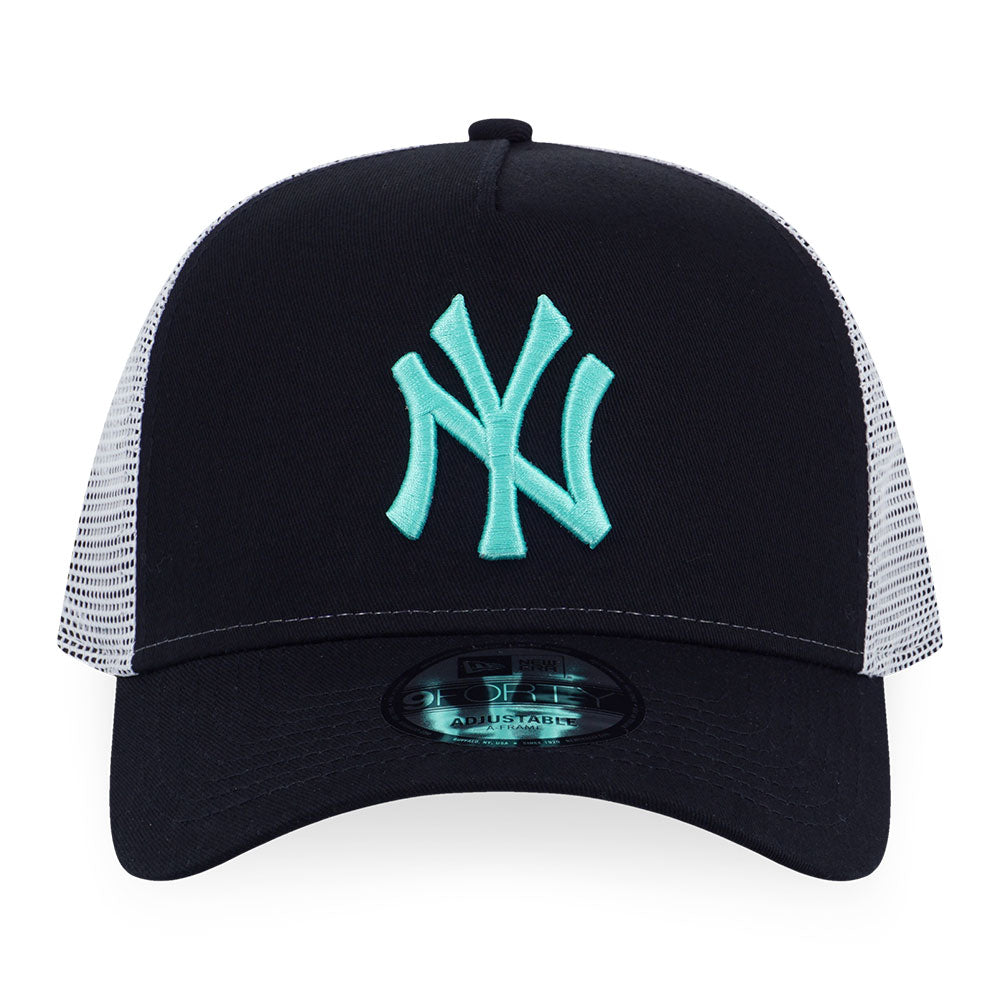 New Era New York Yankees MLB Color Era Black Teal 9FORTY A-Frame Trucker Cap