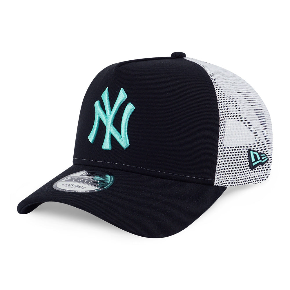 New Era New York Yankees MLB Color Era Black Teal 9FORTY A-Frame Trucker Cap