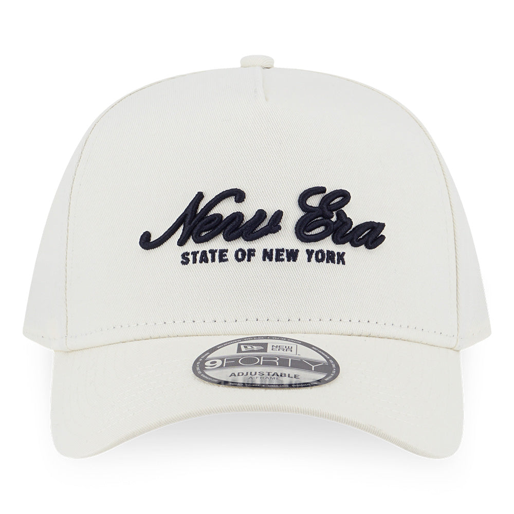 New Era Script Basic Chrome White 9FORTY A-Frame Adjustable Cap