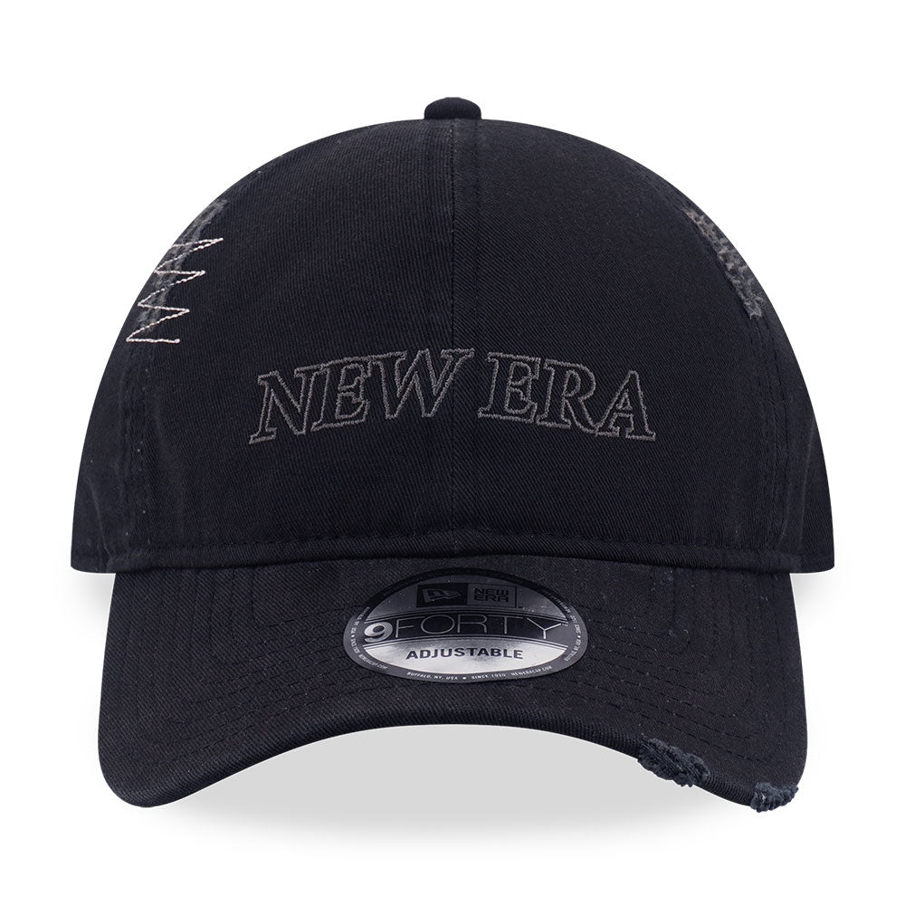 New Era Logo Washed Black 9FORTY Unstructured Adjustable Cap