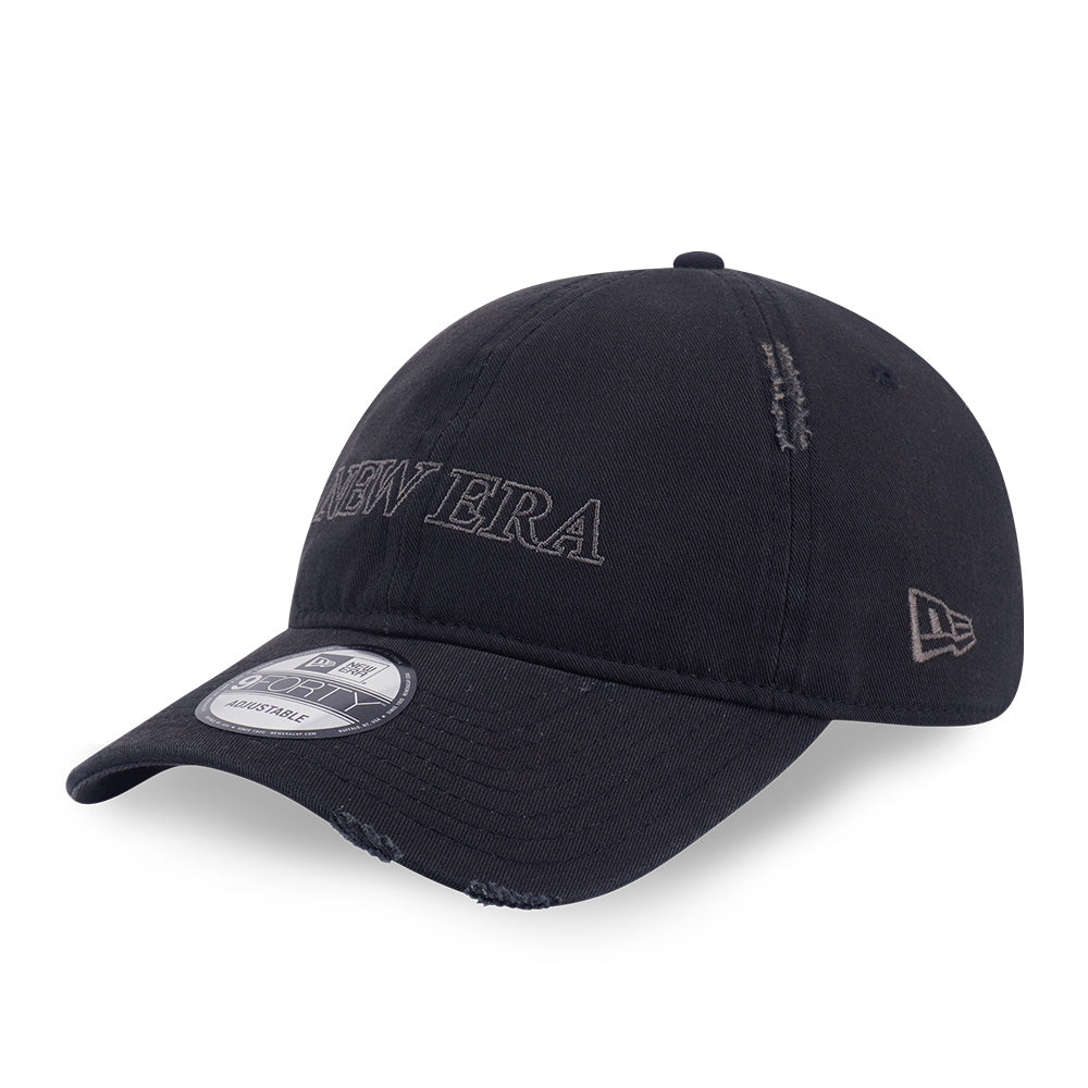 New Era Logo Washed Black 9FORTY Unstructured Adjustable Cap