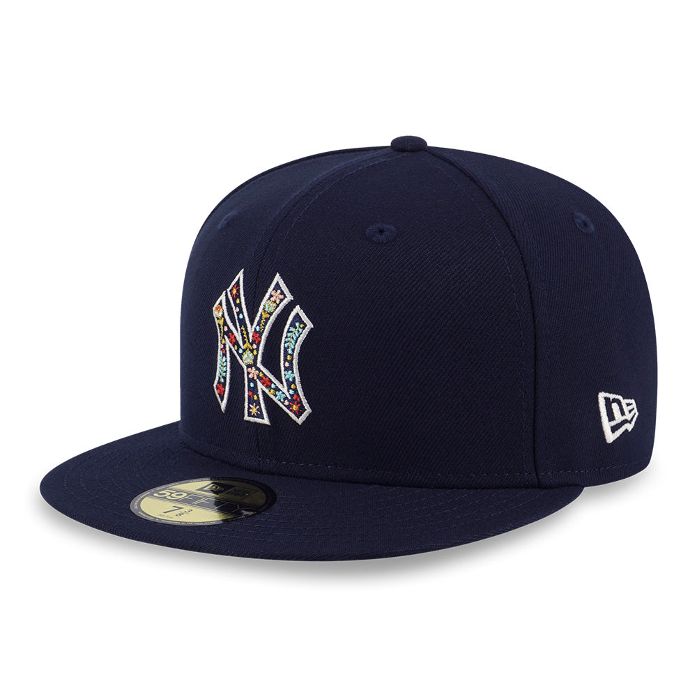 New Era New York Yankees MLB 5950 Pack Floral Infilled Navy 59FIFTY Fitted Cap