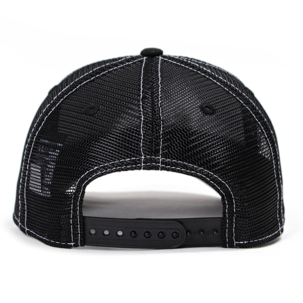 New Era Wordmark Racing Black 9FORTY A-Frame Trucker Snapback Cap