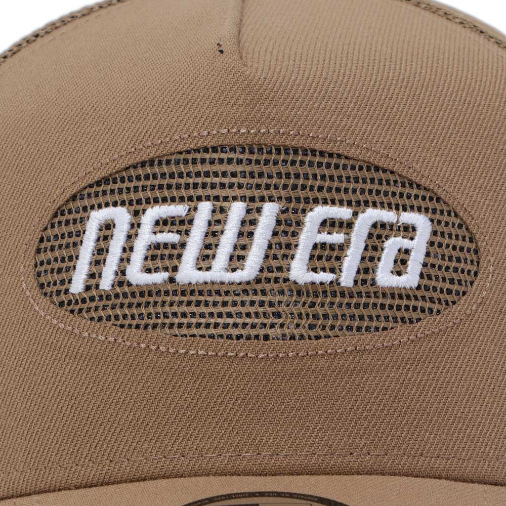 New Era Wordmark Oval Cool Summer Khaki 9FORTY A-Frame Trucker Snapback Cap