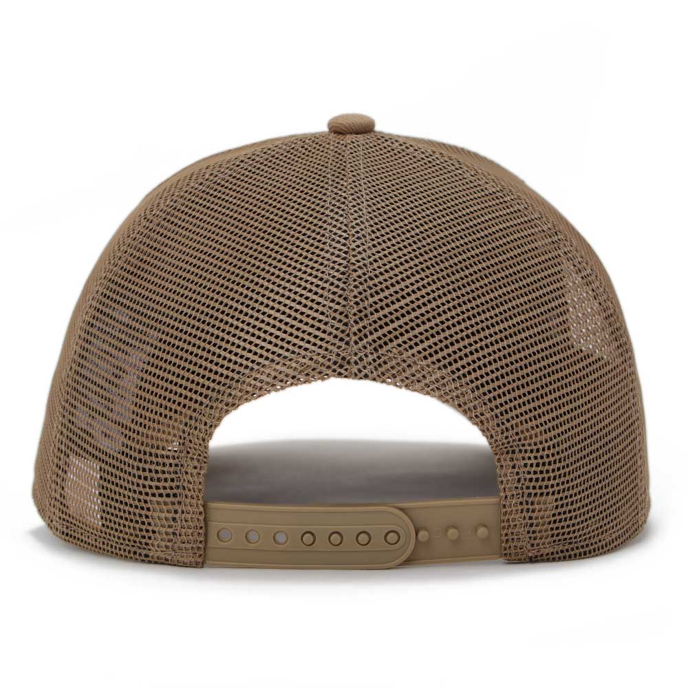 New Era Wordmark Oval Cool Summer Khaki 9FORTY A-Frame Trucker Snapback Cap