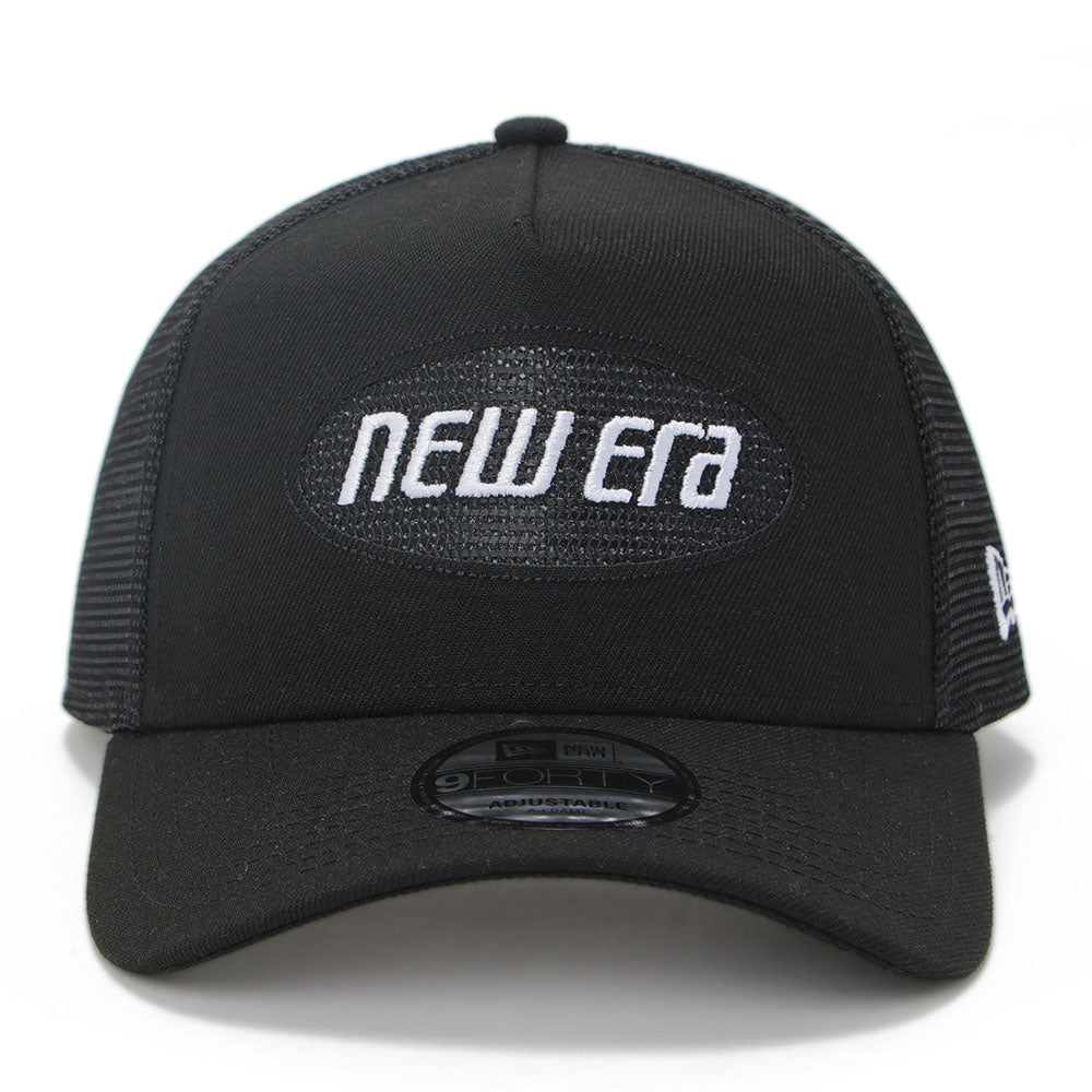 New Era Wordmark Oval Cool Summer Black 9FORTY A-Frame Trucker Snapback Cap