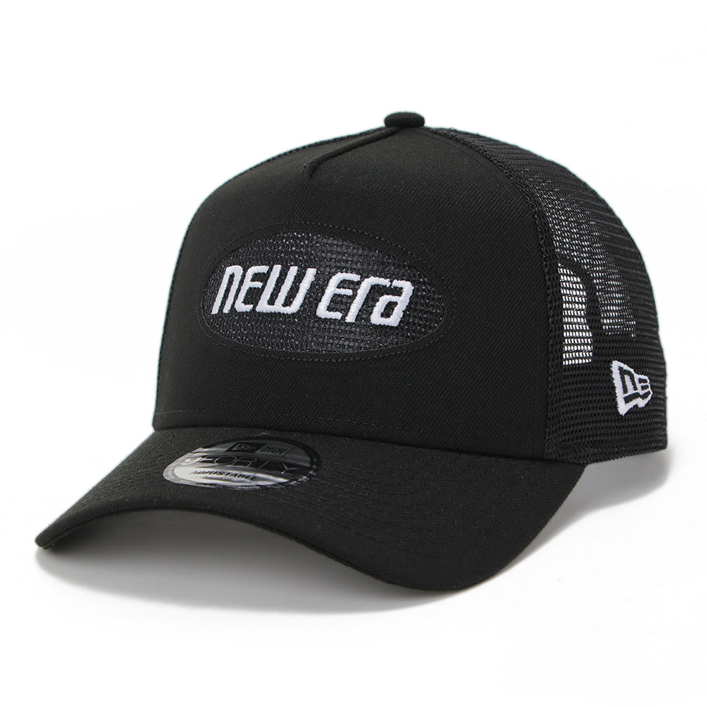 New Era Wordmark Oval Cool Summer Black 9FORTY A-Frame Trucker Snapback Cap