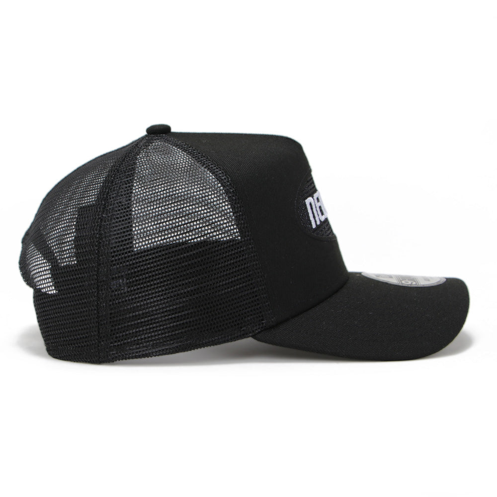 New Era Wordmark Oval Cool Summer Black 9FORTY A-Frame Trucker Snapback Cap