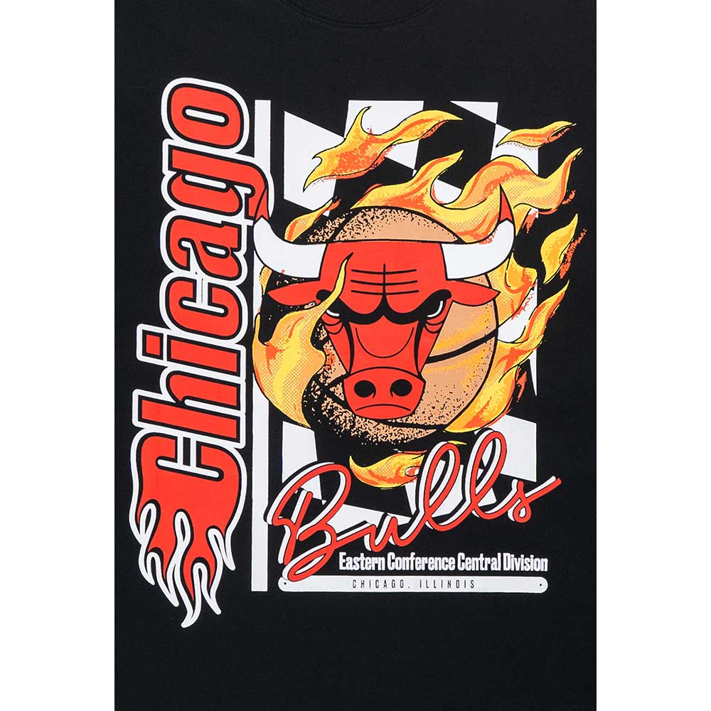 Chicago Bulls Flame Graphic Black Oversized COOLERA Short Sleeve T-Shirt