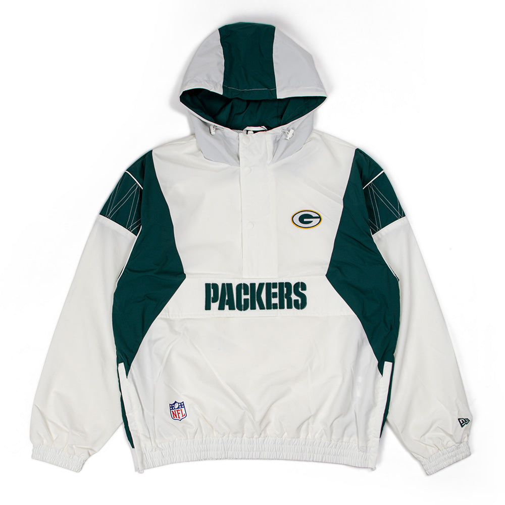 New Era Green Bay Packers NFL Off White Windbreaker Anorak Jacket