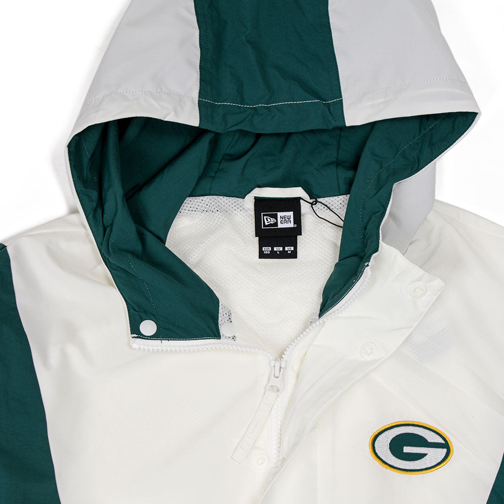 New Era Green Bay Packers NFL Off White Windbreaker Anorak Jacket