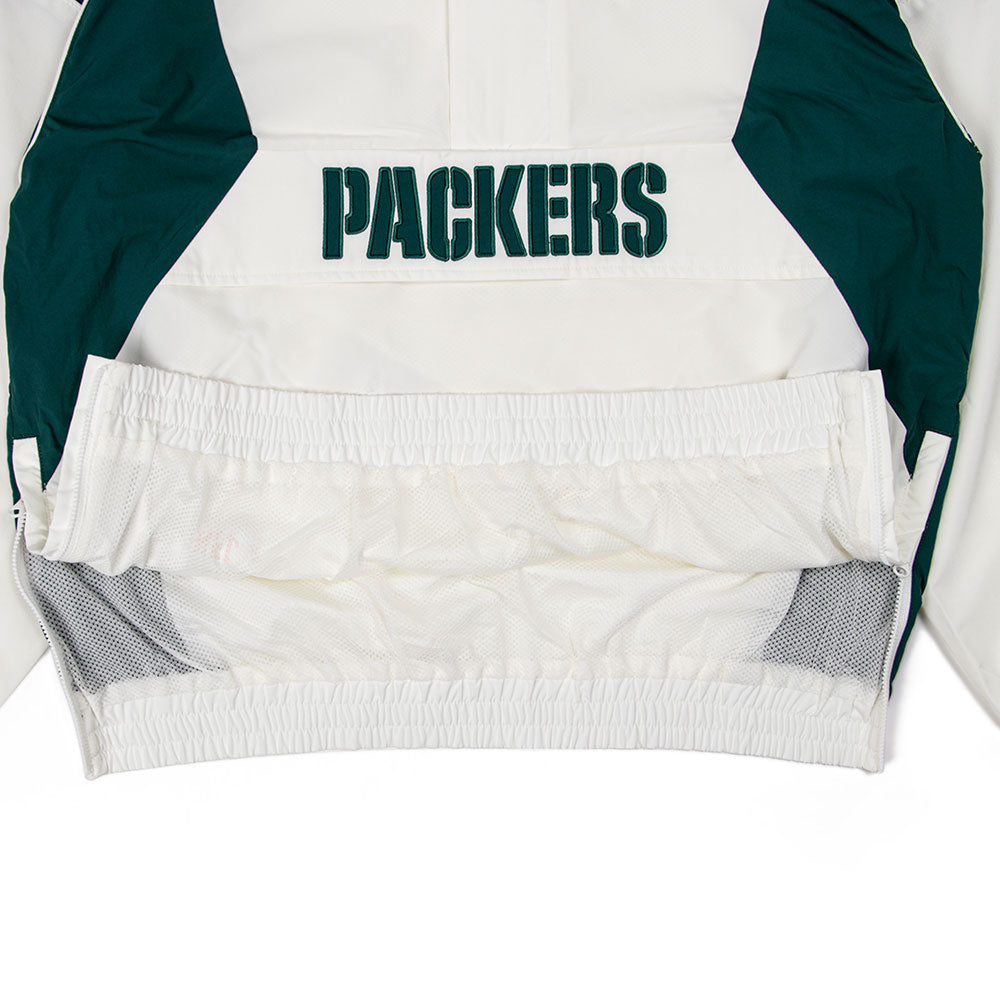 New Era Green Bay Packers NFL Off White Windbreaker Anorak Jacket