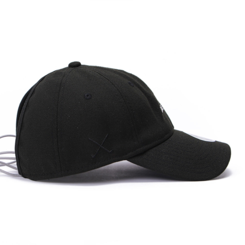 New Era Golf Women Open Back Black Long Visor 9FORTY Adjustable Cap