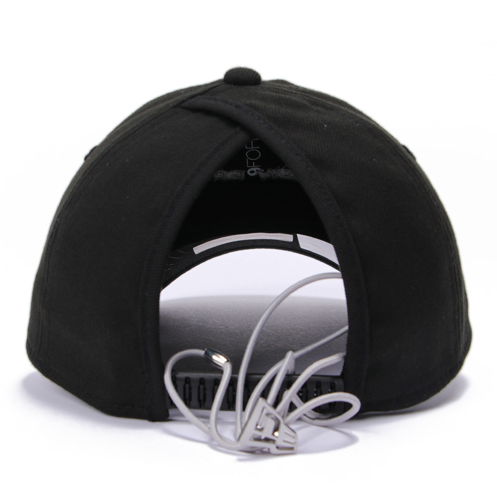 New Era Golf Women Open Back Black Long Visor 9FORTY Adjustable Cap