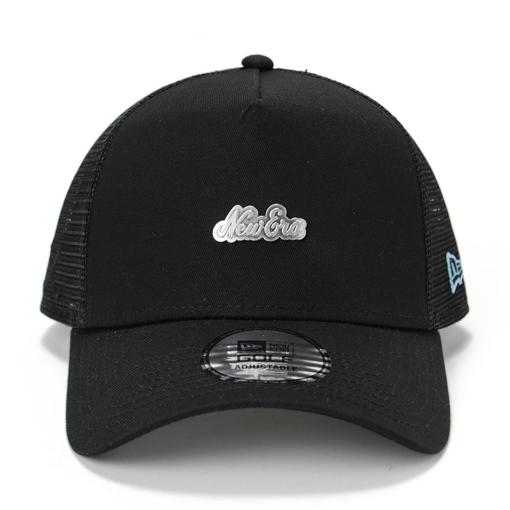 New Era Golf Metal Logo Black 9FORTY A-Frame Trucker Snapback Cap