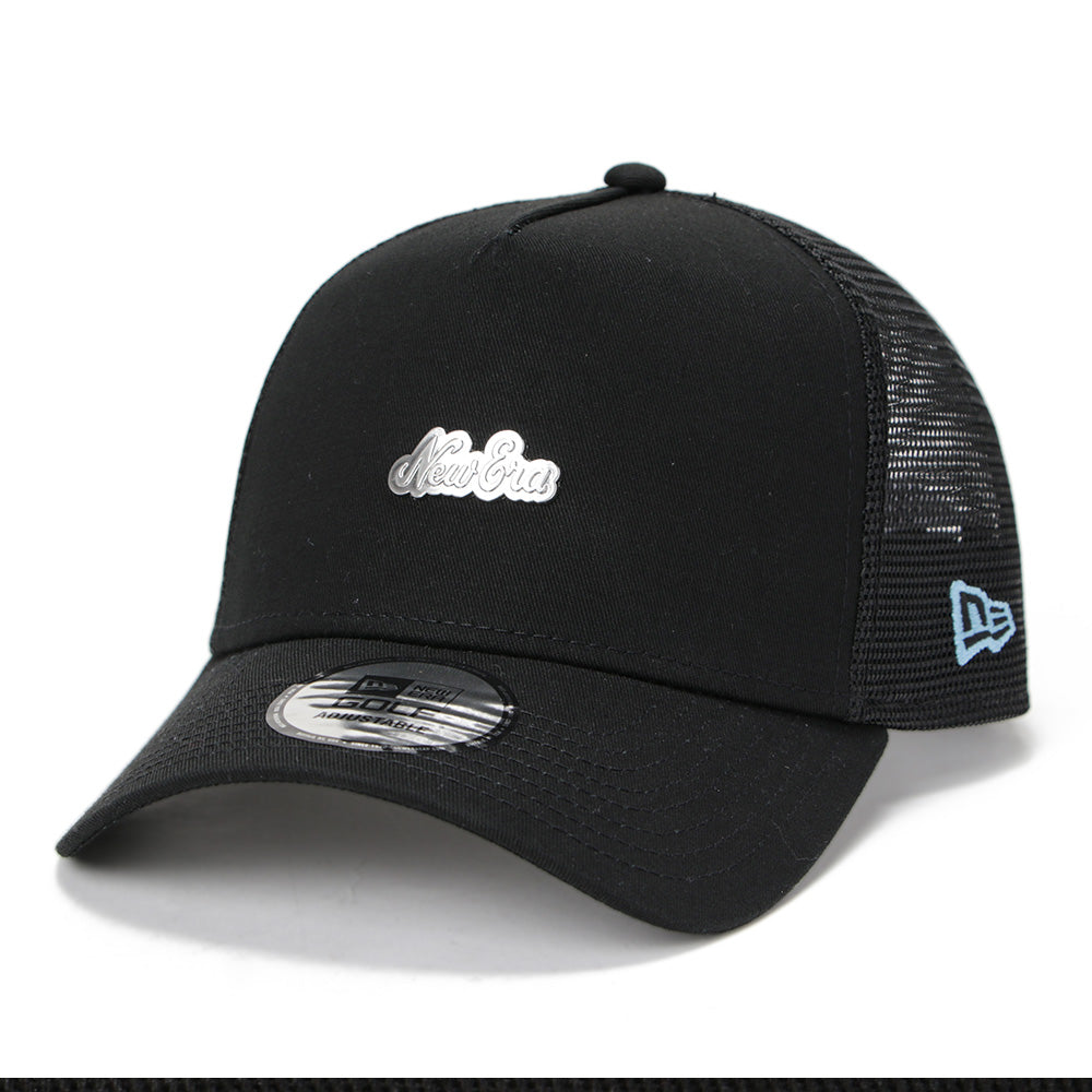 New Era Golf Metal Logo Black 9FORTY A-Frame Trucker Snapback Cap