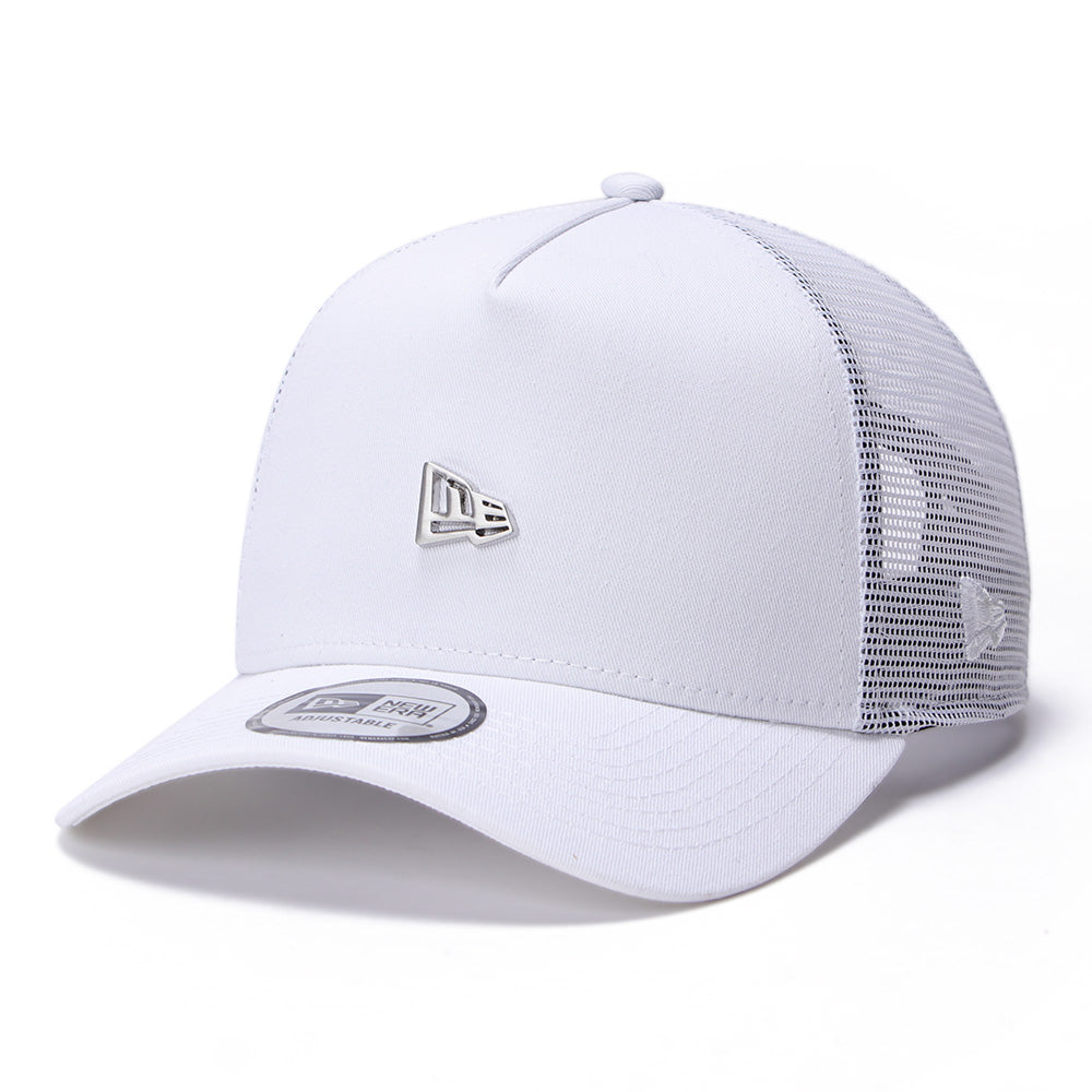 New Era Metal Front Flag White 9FORTY A-Frame Trucker Snapback Cap