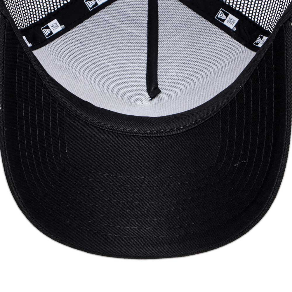 New Era Script Woven Patch Black 9FORTY A-Frame Trucker Snapback Cap