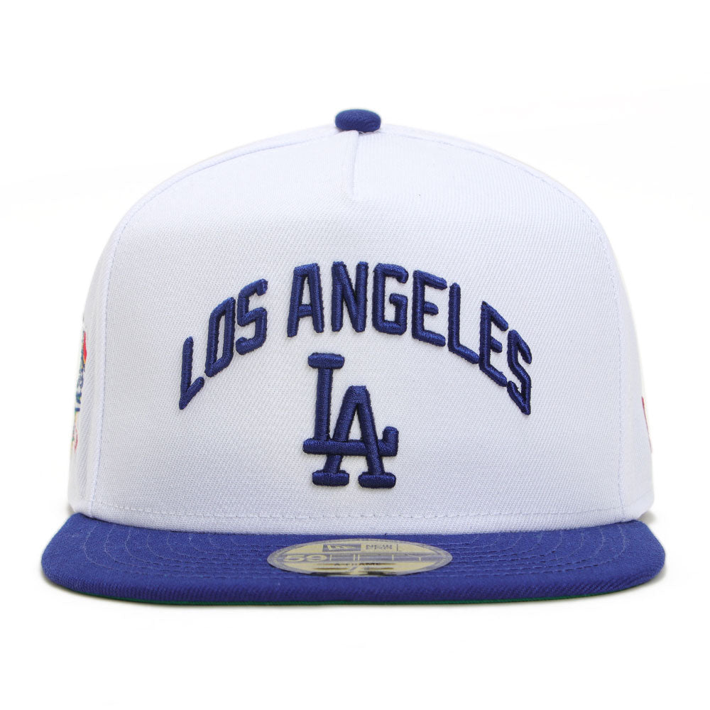 New Era Los Angeles Dodgers Wordmark 5950 Pack Dodgers White Royal Blue 59FIFTY A-Frame Fitted Cap
