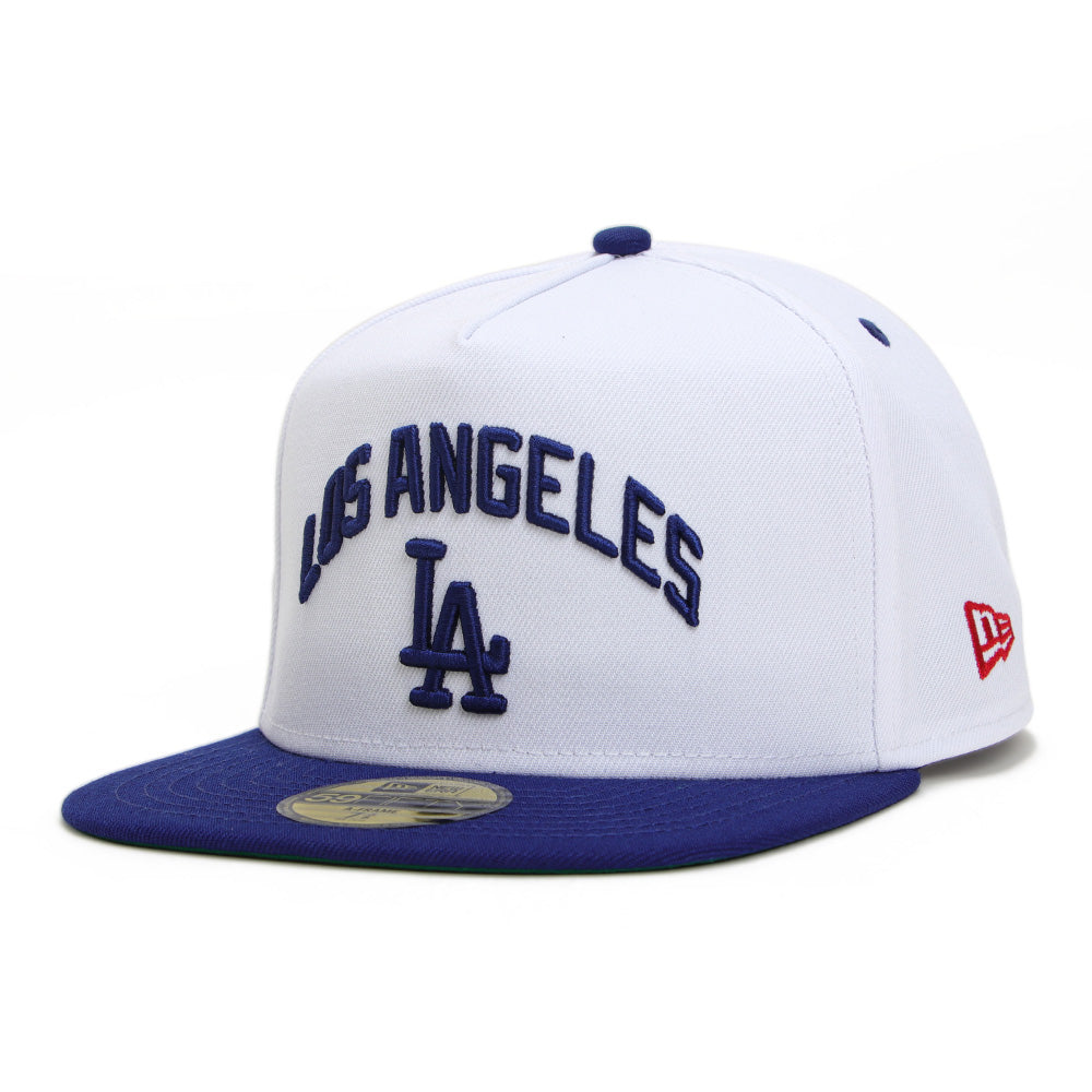 New Era Los Angeles Dodgers Wordmark 5950 Pack Dodgers White Royal Blue 59FIFTY A-Frame Fitted Cap