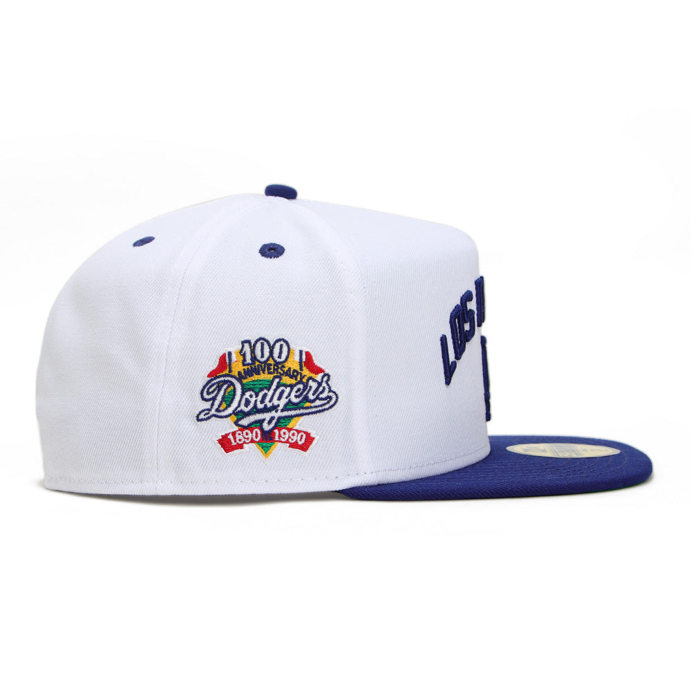 New Era Los Angeles Dodgers Wordmark 5950 Pack Dodgers White Royal Blue 59FIFTY A-Frame Fitted Cap