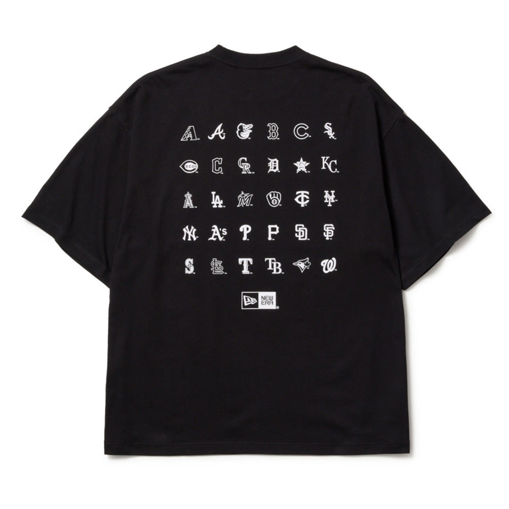 New Era MLB 30 All Over Black Oversized Short Sleeve T-Shirt