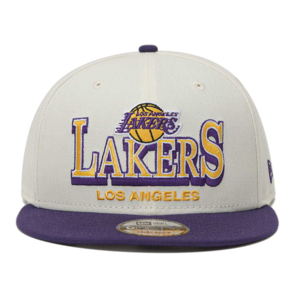 New Era Los Angeles Lakers NBA Stack Script Chrome White 9FIFTY Snapback Cap