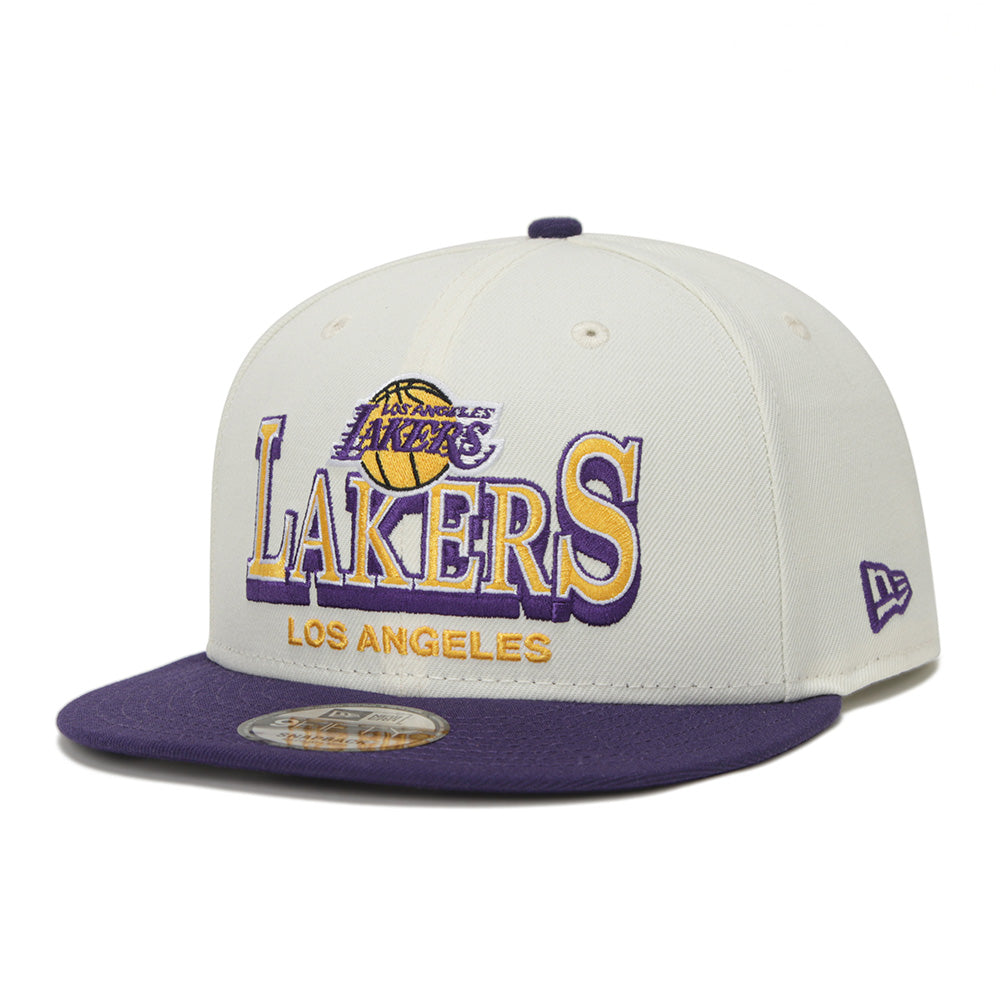 New Era Los Angeles Lakers NBA Stack Script Chrome White 9FIFTY Snapback Cap