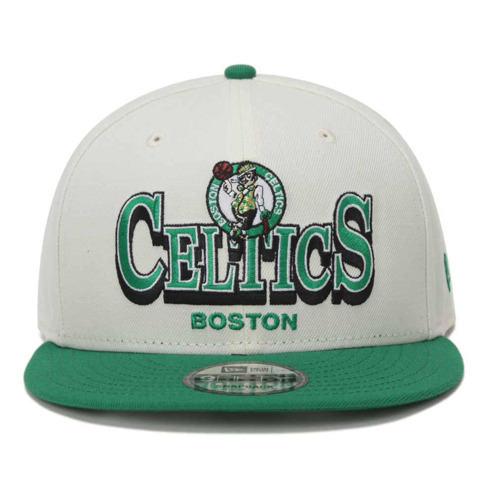 New Era Boston Celtics NBA Stack Script Chrome White 9FIFTY Snapback Cap