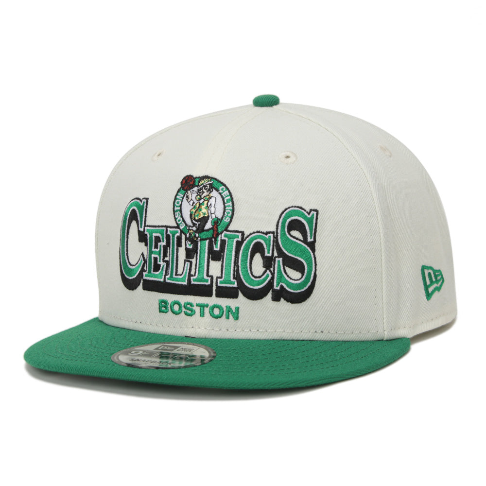 New Era Boston Celtics NBA Stack Script Chrome White 9FIFTY Snapback Cap