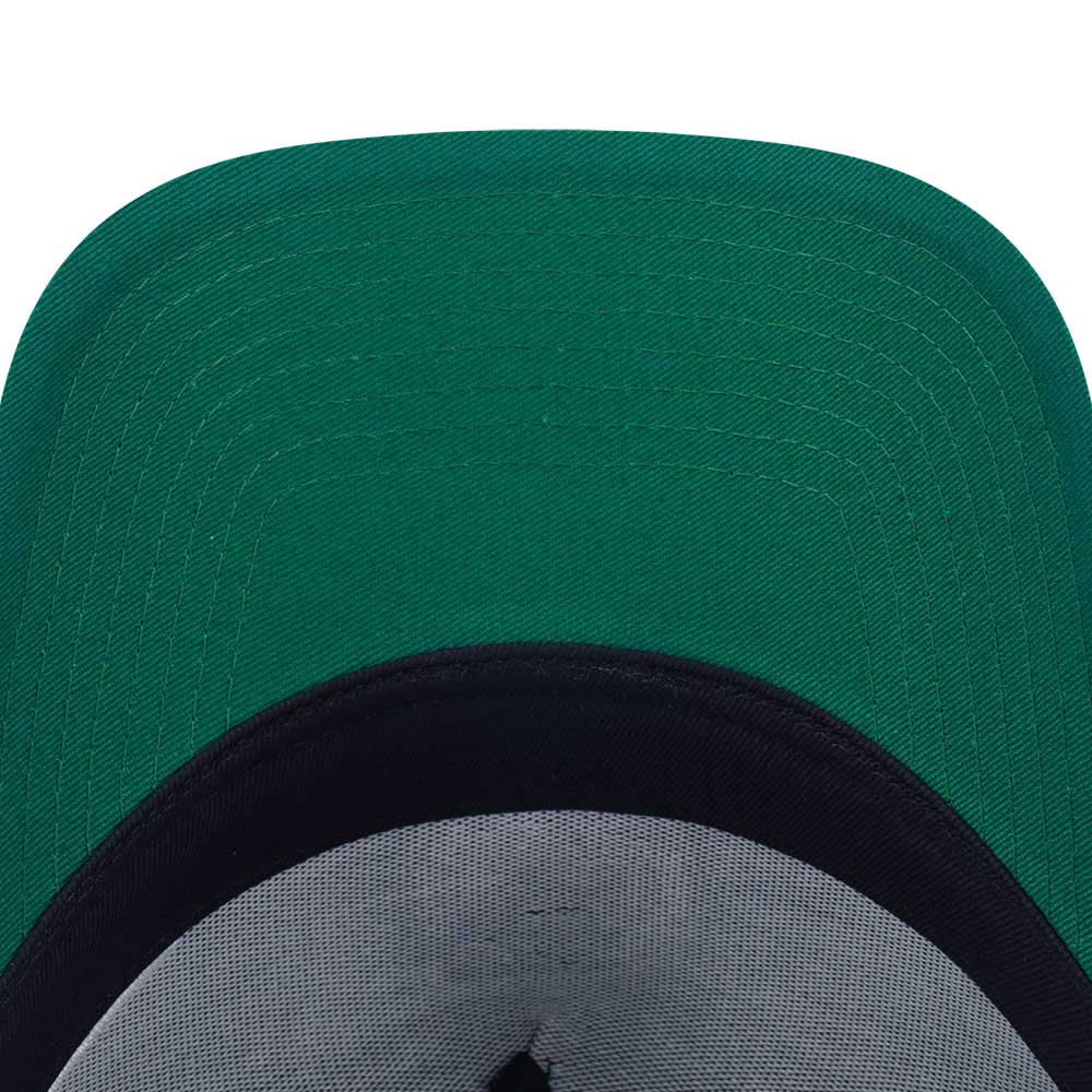 New Era Boston Celtics Mix League Script Kelly Green 9FORTY A-Frame Trucker Snapback Cap