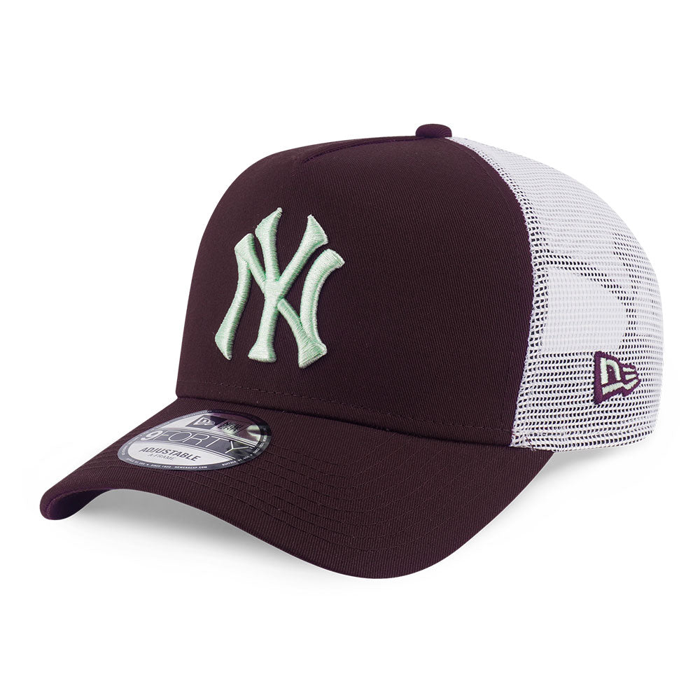 New Era New York Yankees Color Era FW25 Maroon Soft Grass 9FORTY A-Frame Trucker Snapback Cap