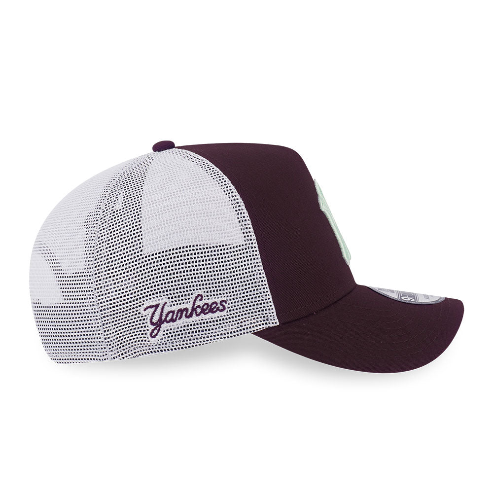 New Era New York Yankees Color Era FW25 Maroon Soft Grass 9FORTY A-Frame Trucker Snapback Cap