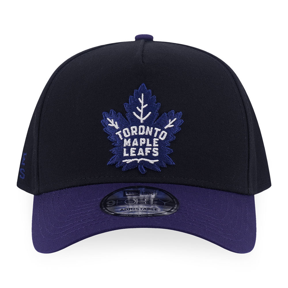 New Era Toronto Maple Leafs Black Blue 9FORTY A-Frame Adjustable Cap