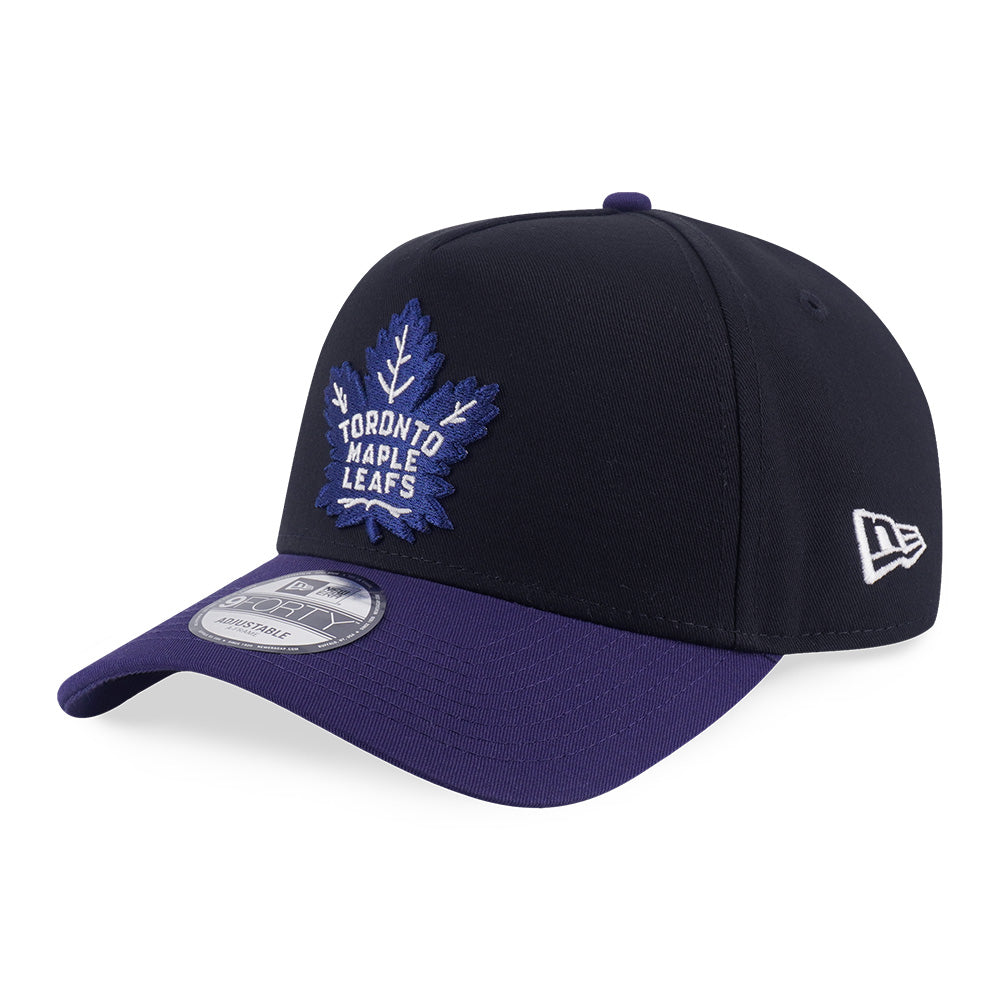 New Era Toronto Maple Leafs Black Blue 9FORTY A-Frame Adjustable Cap