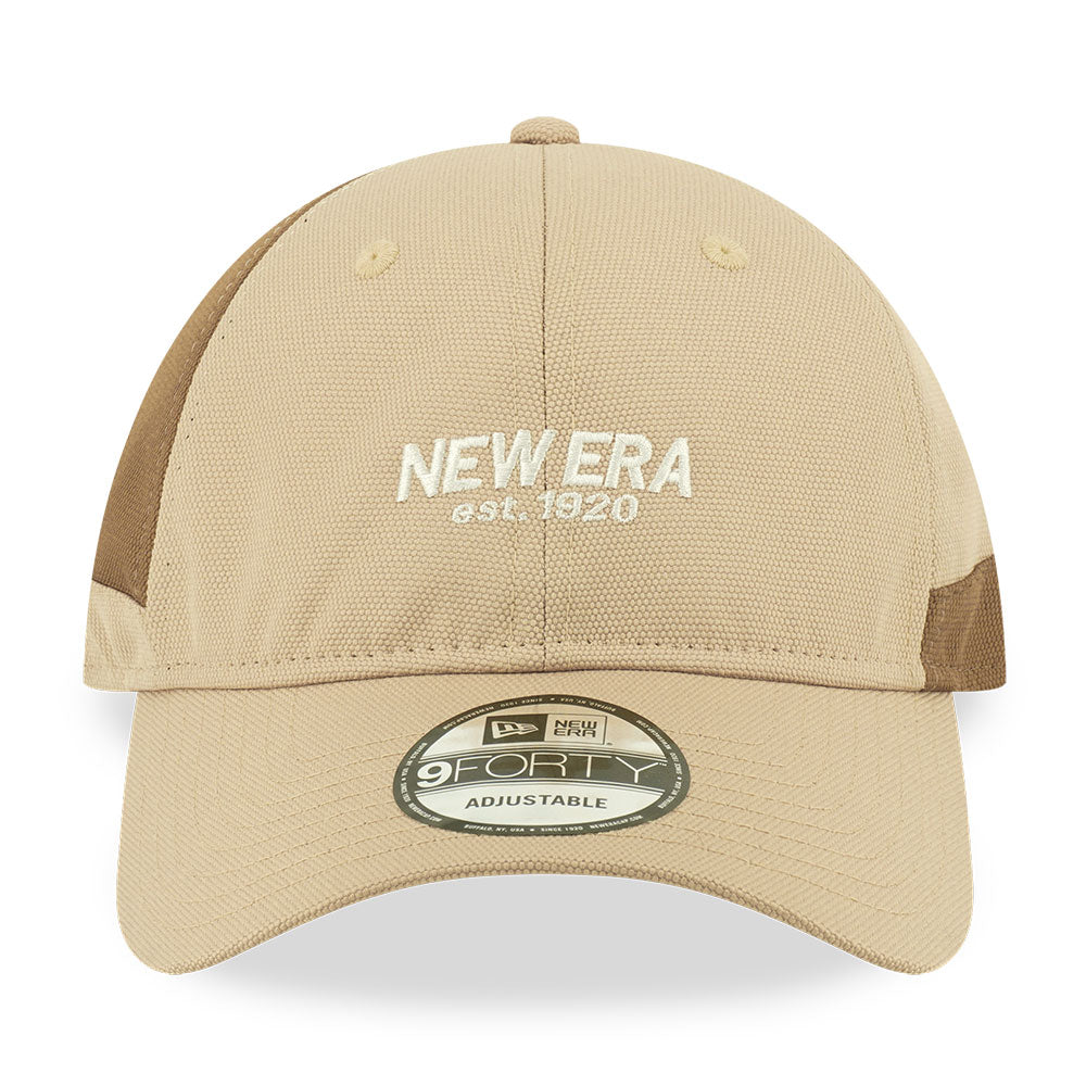 New Era Wordmark Cordura Re Cor Oat Milk 9FORTY Unstructured Adjustable Cap