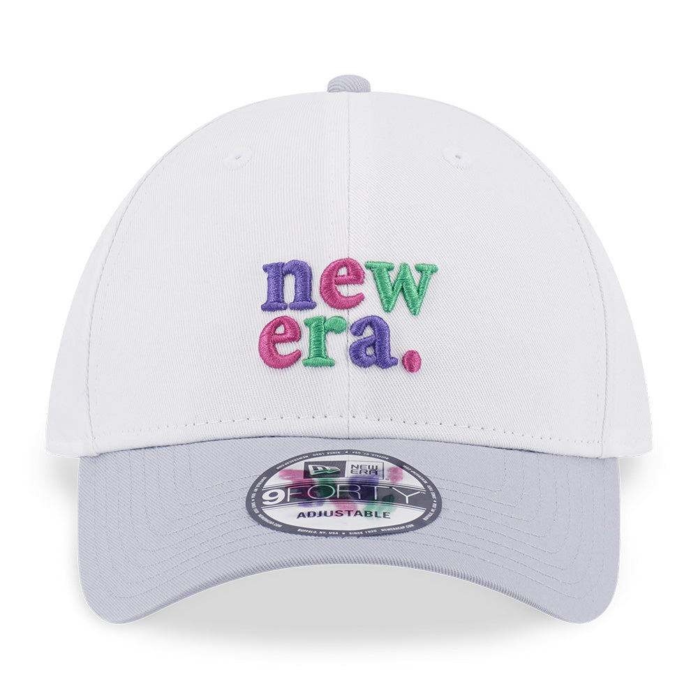 New Era Wordmark 90s Vibe White Lavender Grey 9FORTY Adjustable Cap