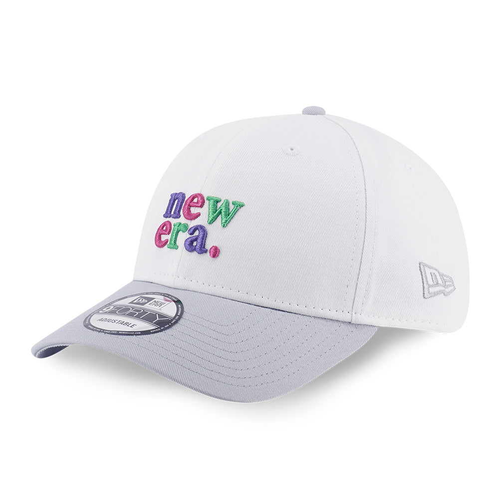 New Era Wordmark 90s Vibe White Lavender Grey 9FORTY Adjustable Cap